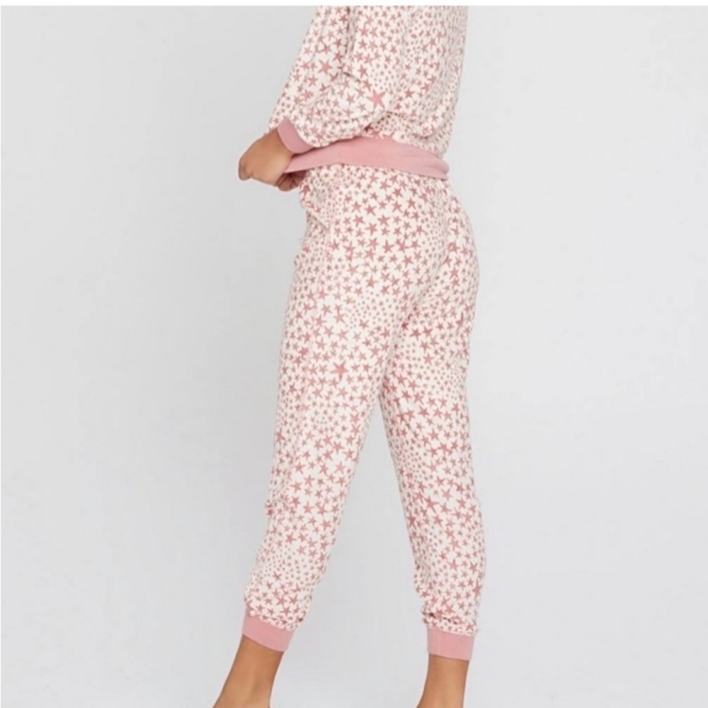 L*Space, Skyler  Sweatpants/Joggers, Cream/Pink Star Print, Size‎ Medium, NWT - Picture 2 of 11